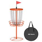 NQV Disc Golf Basket,24 Chain Portable Disc Golf Baskets with Transit Bag,Disk Golf Basket, Disc Golf Targets,Disc Golf Goal,Disc Golf Cage Outdoor Indoor Practice (Orange)