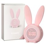 SIGNY Kids Alarm Clock with Night Light | Rechargeable Sleep Training Clock with Snooze Function | 5 Ringtones | Touch Control | 2000mAh Rechargeable Battery | Children’s Sleep Trainer (Pink)