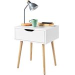 Yaheetech Bedside Table Wooden Nightstand Cabinet with 1 Drawer Side Table End Table Storage Unit for Living Room Bedroom Furniture, 41 * 48.5 * 57.5cm