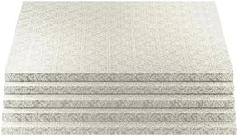 O'CREME Silver Square Cake Pastry Drum Board 1/2 Inch Thick, 18 Inch x 18 Inch - Pack of 5