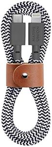 Native Union Belt Cable - 4ft Ultra-Strong Reinforced USB-C to Lightning [MFi Certified] Durable Charging Cable with Leather Strap Compatible with iPhone/iPad (Zebra)