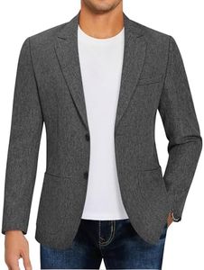 COOFANDY Mens Casual Blazer Sport Coat Lightweight Two Button Business Jackets, Thicker - Linen Black, X-Large