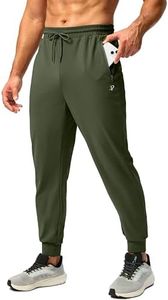 Pudolla Men's Fleece Lined Joggers Sweatpants with Zipper Pockets Winter Warm Pants for Men Running Workout Gym Athletic(Olive Green X-Small)