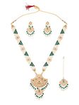 ZAVERI PEARLS Green Beaded Dazzling Rajasthani Style Necklace Earring & Maangtikka Set For Women-ZPFK14471