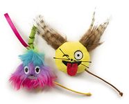 SmartyKat, Mouse Moods, Soft Plush Emoji Toys, Cat Toys, Catnip Filled, Pure, Potent, Wink Tongue and Rainbow Poop Emojis, Set of 2