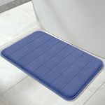 Yimobra Memory Foam Bath Mat Large Size,31.5 x 19.8 Inches, Soft and Comfortable, Super Water Absorption, Non-Slip, Thick, Machine Wash, Easier to Dry for Bathroom Floor Rug, Navy Blue