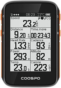 CooSpo Bike Computer Wireless GPS,Bike Speedometer with Auto Backlight,Bluetooth ANT Cycling GPS Computer,Bicycle Computer BC200 with Waterproof,Compatible with CooSporide app HR/Cad/SPD/Power Sensor