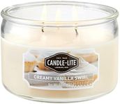 Candle-lite Scented Candles, Creamy Vanilla Swirl Fragrance, One 10 oz. Three Wick Aromatherapy Candle with 20-40 Hours of Burn Time, Off-White Color