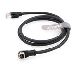 SZRMCC M12 8 Pin X-Coded Male Right Angle to RJ45 Ethernet Cable Cat7e Gigabit Shielded Waterproof Network Cable for Basler GigE Cognex in-Sight Industrial Camera Vision Sensors (Black,10M)