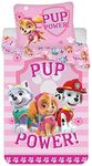 Paw Patrol Girls' bed linen, children's bed linen, cotton bed linen, pink, PUP power, reversible bed linen, pillowcase 40 x 60 cm, duvet cover 100 x 135 cm.