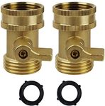 Twinkle Star Water Hose Shut Off Valve, 2 Pack Heavy Duty 3/4 Inch Solid Brass Garden Hose Connector, TWIS3003