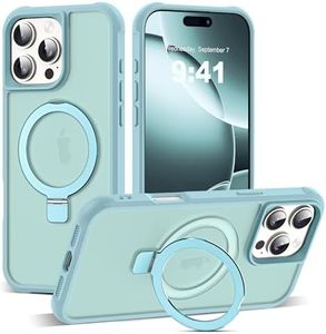SKYLMW Compatible with iPhone 16 Pro Max Case with Invisible Magnetic O-Ring Stand Military-Grade Translucent Case for iPhone 16 ProMax 6.9" [Compatible with Mag-Safe][Great Grip Feeling], Blue