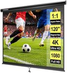 VIVOHOME 120 Inch 1:1 Pull Down Projector Screen, HD 4K Retractable Movie Screen for Indoor Home Theater and Office, Manual Projection Screen with Auto Locking (84Wx84H Inch Display Area)