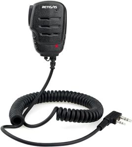 Retevis RS111 Talkie Walkie Haut-Parleur Microphone 2 Broches Compatible avec Talkie Walkie Retevis RT24 RT27 RT22 RT3S RT5 RT5R RT28 Baofeng UV-5R BF-888S Kenwood WOUXUN TYT (1 pcs)