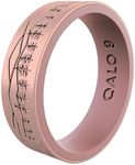 QALO Women's Rubber Silicone Ring, Smoky Mountains Strata, Silicone Rubber Wedding Band, Breathable, Durable Wedding Ring for Women, 6mm Wide 1.85mm Thick, Rose Gold & Mauve, Size 9