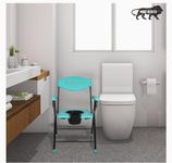 Folding Commode Over Toilet, Bedside Commode Chair, Shower Seat with Removable Bucket, Suitable for Senior, Disabled Patients & Pregnant Woman (Green)