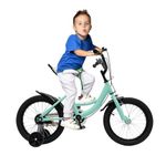 Donened Children's Bicycle 16 Inches, 5-8 Years Old Bicycle with Stabilisers, Bells and Handbrake Children's Bicycles for Girls and Boys Children's Bike (Green)