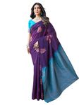 SAMAH Women's Banarasi Silk Jacquard Saree with Unstitched Blouse Piece (3697S119N_Deep Purple)