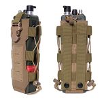 Molle Radio Pouch Holder & Water Bottle Pouch Molle Tactical Holder Storage Bag for 32oz Carrier, Coyote Tan Laser Cut Molle Water Bottle Holder Holster for Backpack Belt