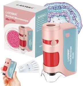 60x-120x Mini Pocket Microscope for Kids Adults, Portable Handheld Microscope with Microscope Slides, Miniscope Portable Microscope for Kids Little Scientist Students School Minilabsters Education
