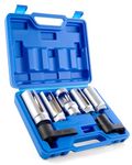 Orion Motor Tech 7pc Oxygen Sensor Socket Set, O2 Sensor Removal Kit, Oil Pressure Sensor Socket Wrench Set with 22mm 27mm 29mm Sockets 1/2" 3/8" Drives, Oxygen Thermal Oil Pressure Sensor Removers