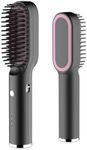 ABHI Portable Cordless Hair Straightening Brush with 3 Levels Temperature Auto-Off Anti-Scald Travel Curler Styler Type C Hair Straightener Comb - Black