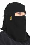 CRENCH CREATION Women's Fidoush Fabric fashion Nosepiece One Layer Saudi Niqab for Muslim WomenGirl (C-F-105082_Black)