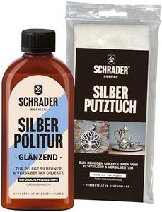 SCHRADER Silberpflege-Set - Silberpoliermittel und Silberputztuch für Schmuck & Besteck - Entfernt Anlaufstellen - 2-teilig