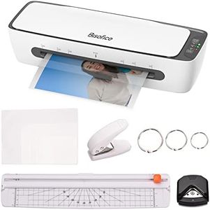 Eacam Laminator Machine Desktop Multifunctional Hot and Cold Lamination 2 Roller System with Paper Cutter Trimmer Rounder Hole Puncher Binding Hoop Suitable for A4/A5/A6 Laminating Pouches