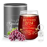 Best Retirement Gifts for Woman Men 2024 Thank You Leaving Gifts Retired Farewell Gifts for Coworkers Colleagues Stemless Wine Glass Cool Retirement Good Luck Gifts Happy Retirement Party Decorations