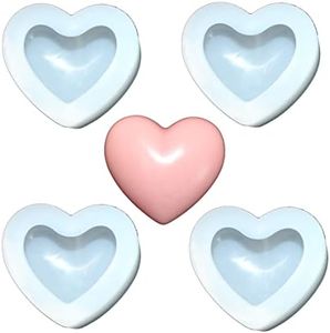 LVDGE 3D Heart-Shaped Silicone Clear Mold for Valentine Epoxy Resin Art, DIY Candle & Soap Making, Aromatherapy Product (4 Pack White)