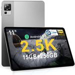 DOOGEE T30 Pro 11 inch tablet, 15GB+256GB ROM/2TB TF, 2.5K Android 13 Tablet, 4G Tablet with Sim Card Slot, 8580mAh, 2.4G/5G WiFi & Bluetooth 5.2, 20MP+8MP, Widevine L1, TÜV Certified, Face ID-Gray