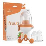 Fruuti Baby Fruit Feeder Pacifier by Quark - Silicone Baby Food Feeder - 3 Tip Sizes Grow with Baby - Easy for Little Hands to Hold - Secure Latch & Clip Ring - BPA, BPS, PVC, Phthalate & Lead Free