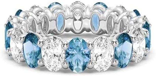 MSBLUE 6.6ct Size 7 Lab Grown White Sapphire and Aquamarine Eternity Band, Wedding Ring