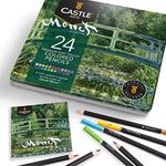 Castle Arts Themed 24 Coloured Pencil Set in Tin Box, perfect ‘Monet’ inspired colours. Featuring quality, smooth coloured cores, superior blending & layering performance achieving great results