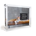 MIRA-K Acrylic Picture Frame with Magnetic Closure | Crystal Memories | Double Sided Frameless Lucite Photo Frame for Tabletop | Decorative Keepsake Display for Tickets, Postcards and Awards (6" x 8")