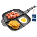 Jean-Patrique Lazy Pan for Breakfast Egg Poacher Frying Pan with Multi Sections Griddle Non Stick Pans for Gas, Electric, Induction & Oven Egg Poaching Pan Lighter Than Cast Iron