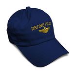 Soft Baseball Cap Drone Pilot Gold Embroidery Insignias UFO Twill Cotton Veteran Dad Hats for Men & Women, Navy Design Only, One Size