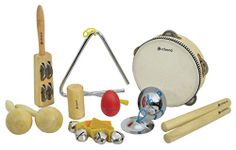 Chord CPS09 9 Piece Hand Percussion Set with Bag - Includes Tambourine, Maracas, Shakers, Claves, Jingle Band, Jingle Stick, Finger Cymbals, and Triangle