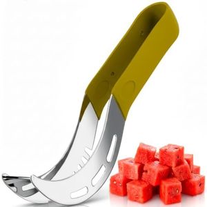 Stainless Steel Watermelon Slicer Tool – 9.05" x 1.5" Watermelon Cutter Tool Cuts 1 In Cubes & Slices – Ergonomic Handle, Mess-Free Fruit Cutting for Cantaloupe, Honeydew, Papaya & Other Summer Snacks