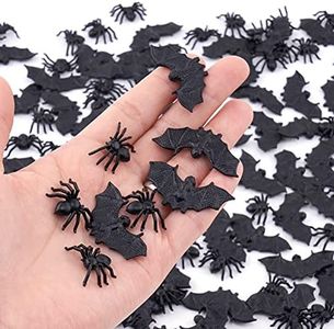 WHXGQ 200 Pcs Plastic Bats Spiders Halloween Mini Bats and Fake Spiders for Halloween Decorations Creepy Scary Prank Toys Plastic Insec Toys Halloween Miniatures