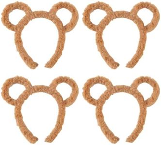 MEMOFYND 4 Pieces Bear Ear Headbands, Cute Cartoon Ear Headbands, Women's Headbands, Suitable for Masquerade, Party, Birthday Party, Daily Dress Up, Photography, Cosplay (Brown)