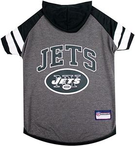 NFL New York Jets Hoodie for Dogs & Cats. | NFL Football Licensed Dog Hoody Tee Shirt, Large| Sports Hoody T-Shirt for Pets | Licensed Sporty Dog Shirt