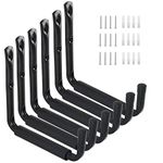 Heavy Duty Garage Storage Utility Hooks with 9''Jumbo Arm, Wall Mount Garage Hanger & Organizer for Ladder Tool Chair Hose(6 Pack - Black)