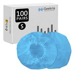 Geekria 100 Pairs Small Non-Woven Fabric Disposable Headphone Covers/Earphone Covers/Ear Pads Protector/Stretchable Sanitary Earcup, Fits 1.57"-3.15" Headsets (Blue)