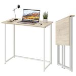 Dripex Compact Folding Desk No Assembly Required Computer Desk Folding Hobby Craft Table, Oak