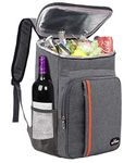 Bagtopia Camping Cooler Backpack 25 Cans, Leak Proof Soft Insulated Compartments Thermal Bag, Portable Lightweight Beach Travel Trip Picnic Lunch Backpack for Men and Women, Stripes-Grey