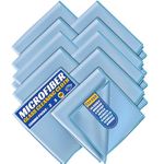 F8WARES 10PK Glass Cleaning Cloth for Windows- Microfiber Cloth Laptop - Car Glass Cleaner Cloth - Specs Cleaning Cloth - Microfiber Cloth for Laptop Cleaning - Eye Glass Cleaner Cloth Blue,250 tc