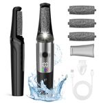 Dongxw Foot Files, Electric Callus Remover, Rechargeable Pedicure Foot Scrubber for Feet Dead Skin, Pedicure Remover feet Hard Skin Shaver with 3 Rollers,Foot Scrubber Pedicure kit（Black）