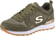 Skechers Women's Og 85 Gold'n Gurl Trainers, Olive Suede Nylon Mesh Rose Gold Trim, 7 UK